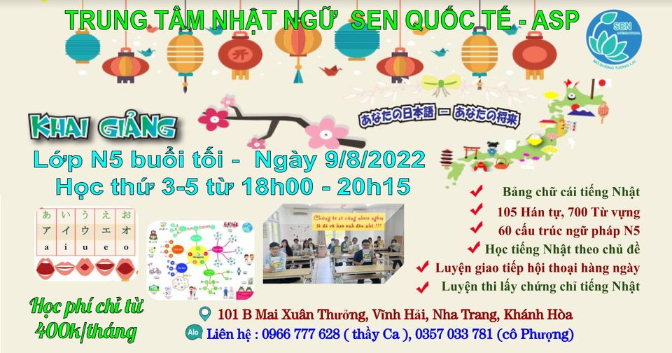 🌟🎌 KHAI GIẢNG LỚP TIẾNG NHẬT N5 PHỔ THÔNG BUỔI TỐI NGÀY 09/08/2022